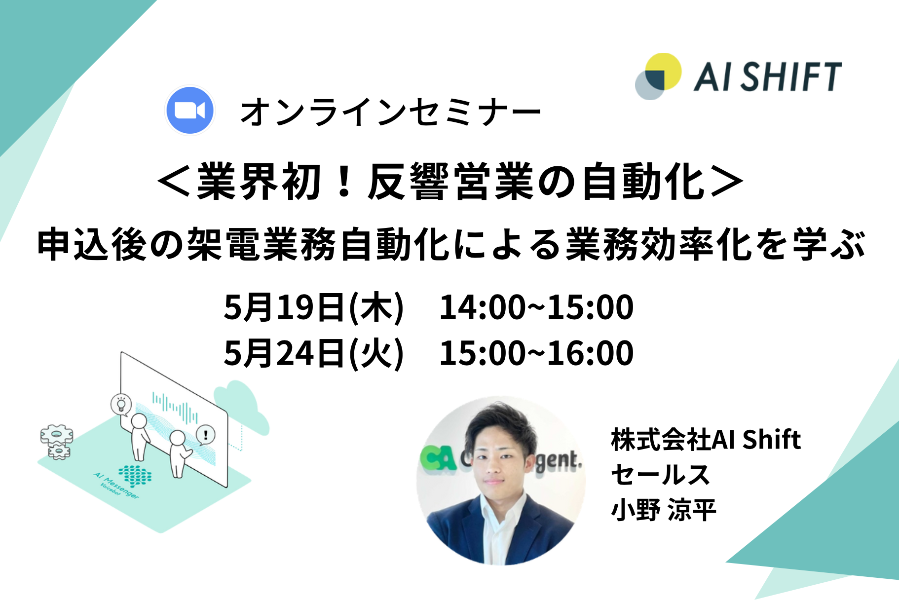 【5月19日(木)/24日(火)開催】＜業界初！反響営業の自動化＞申込後の架電業務自動化による業務効率化を学ぶ