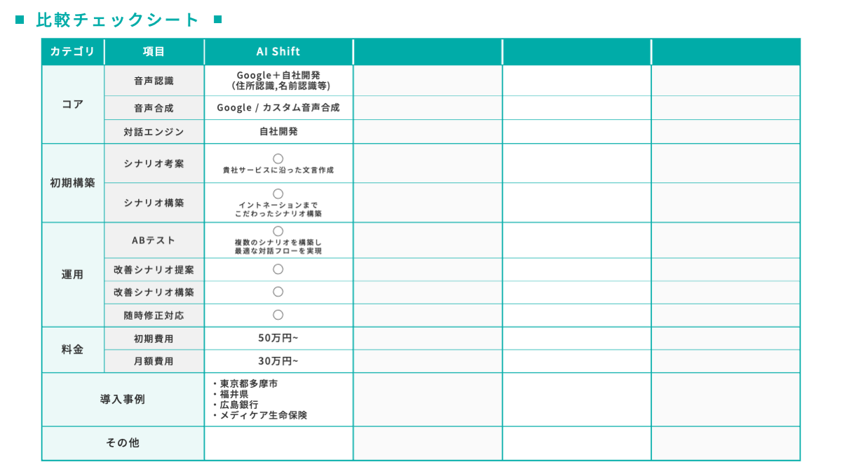 【社内の議論でご利用可能！】ベンダー比較表フォーマット