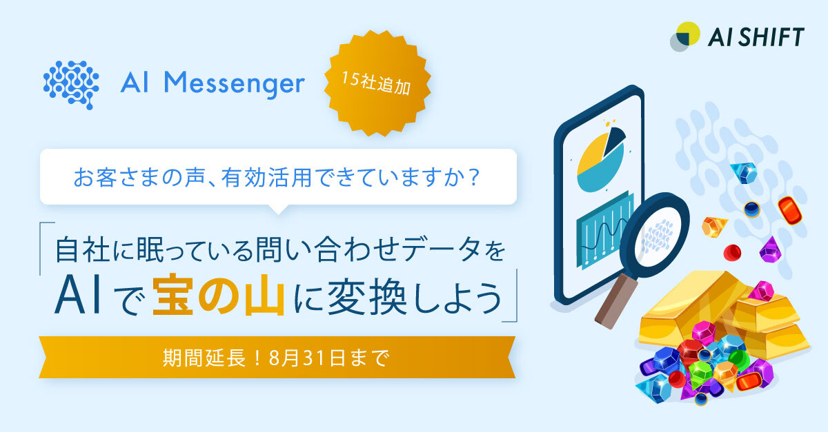 AI Shift、お客様対応業務の効率化に重要な「問い合わせデータ分析」の無償提供を8月31日まで延長